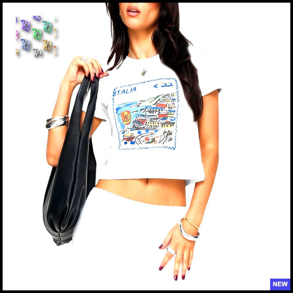 Y2k Vintage Graphic Cropped Tee Slim Fit Summer Aesthetic Teen Girl Top